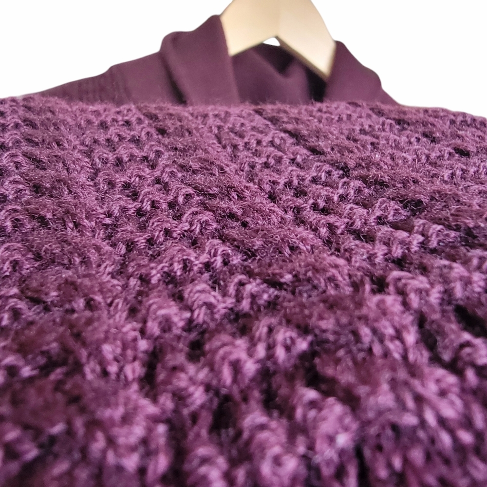 Vintage Harry Rosen Shawl Sweater Burgundy Merino Wool Blend Pullover Ac… - Picture 12 of 16